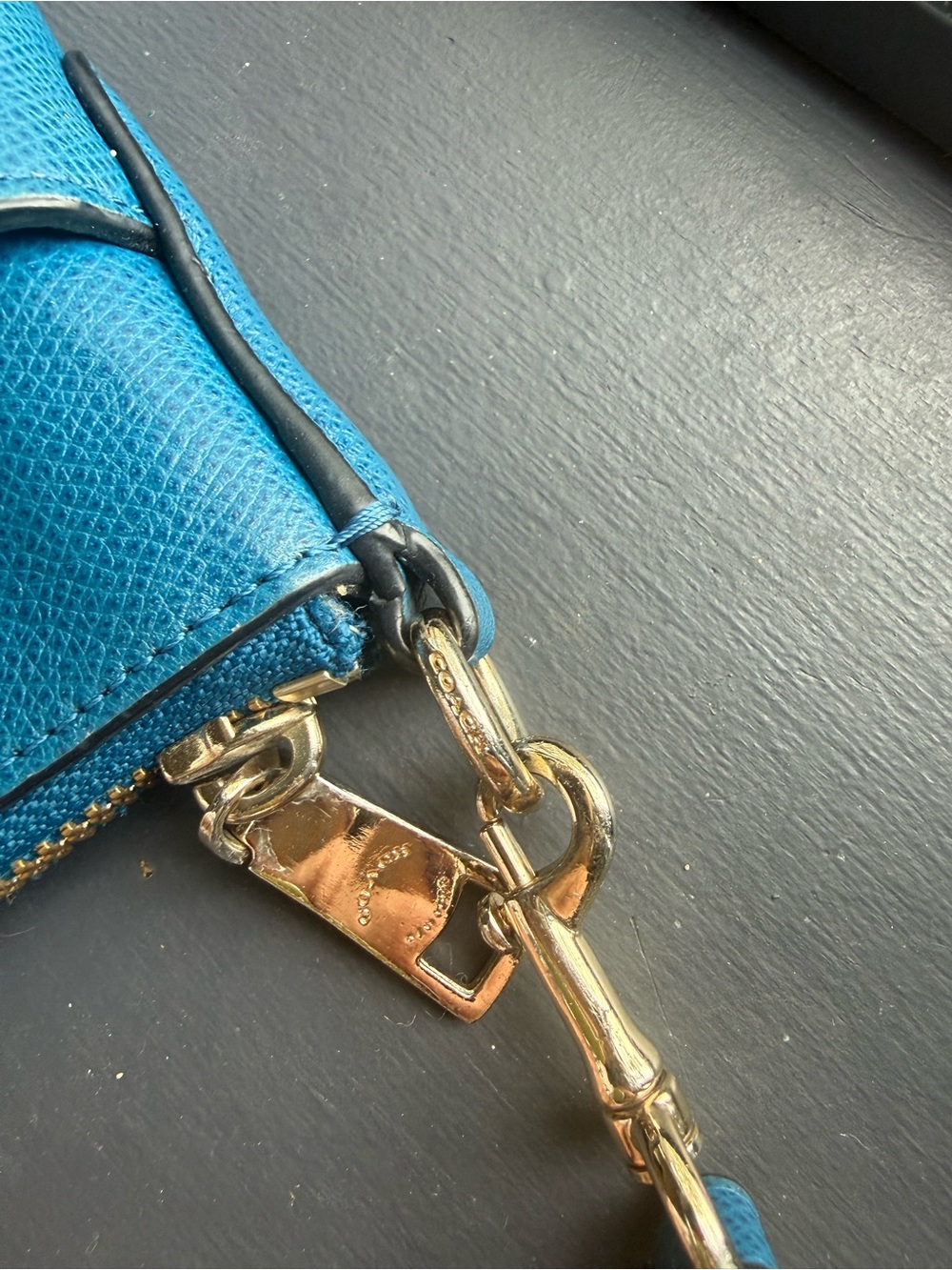 Coach Blue Leather Zip Kitt Messenger Bag - Picture 4 of 9
